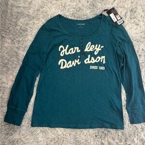 NWT teal long sleeve Harley-Davidson Shirt
